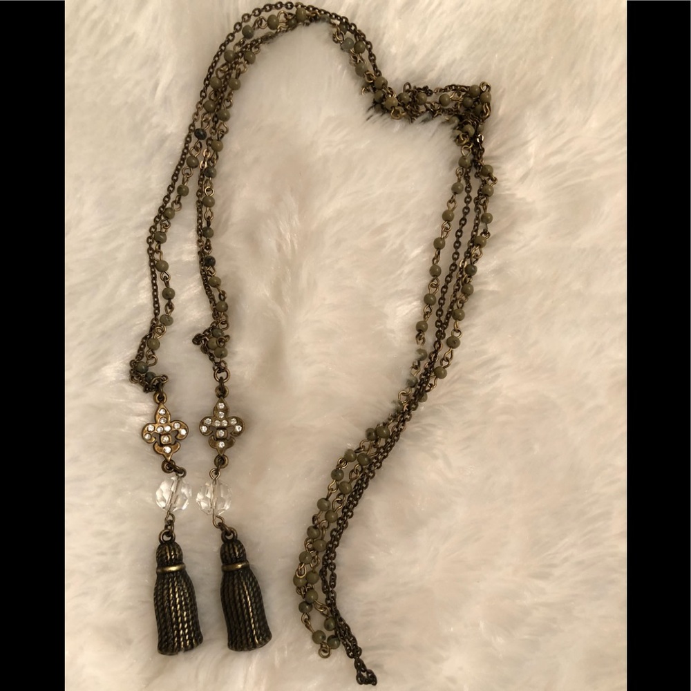 Beautiful Crystal Boho bola/lariat necklace